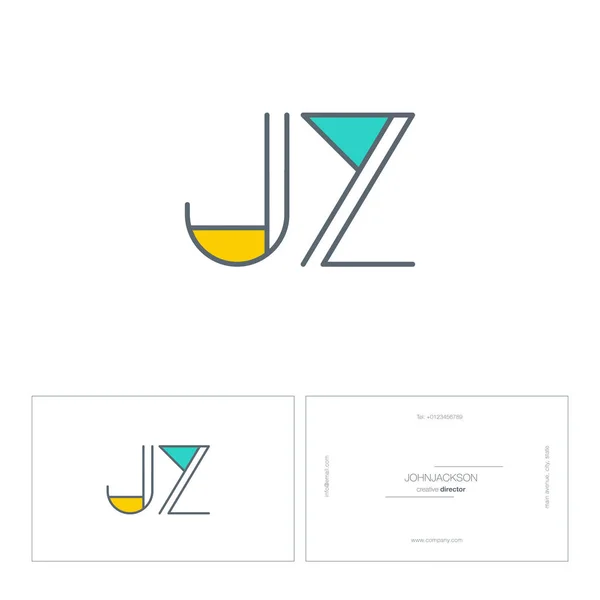 Line joint letters logo JZ — Stock Vector