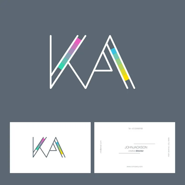 Línea letras logo KA — Vector de stock