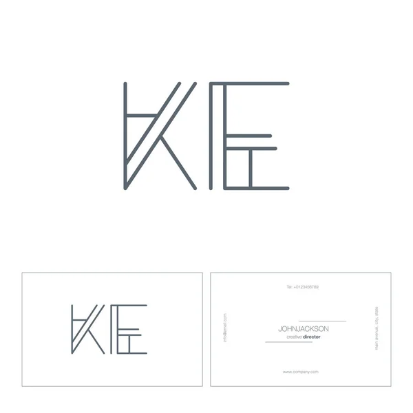 Línea letras logo KE — Vector de stock