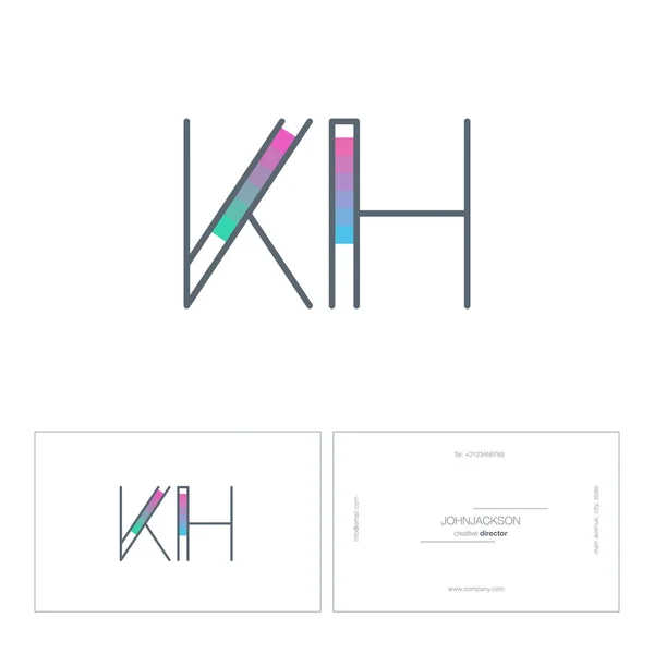 Line letters logo KH — Stock Vector
