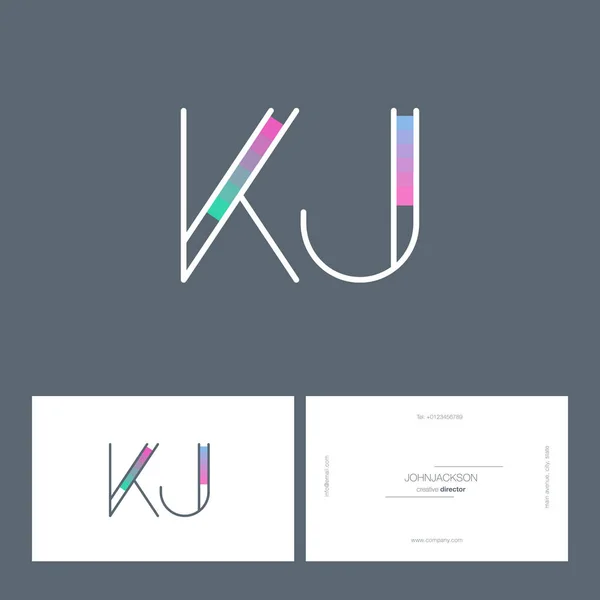 Line letters logo KJ — Stock Vector