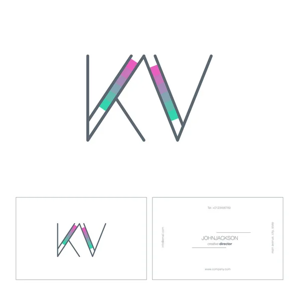 Línea letras logo KV — Vector de stock