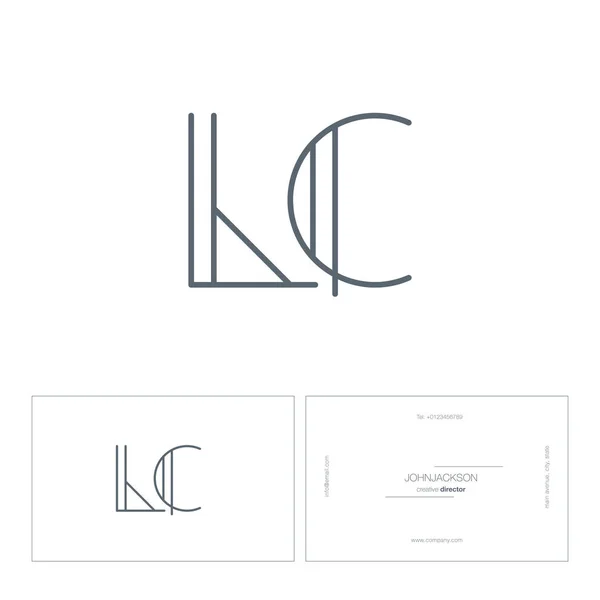 Linha letras logotipo LC — Vetor de Stock