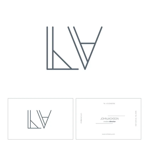 Línea letras logo LV — Vector de stock