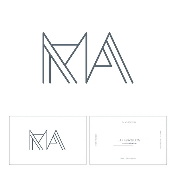 Linea lettere logo MA — Vettoriale Stock