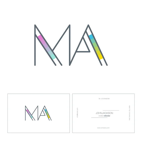 Linea lettere logo MA — Vettoriale Stock