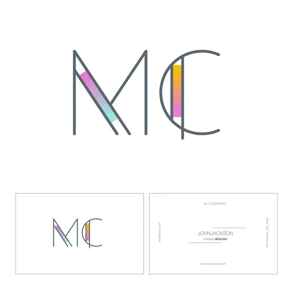 Linha letras logotipo MC — Vetor de Stock