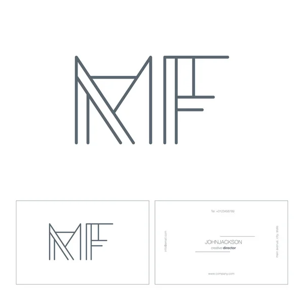 Linha letras logotipo MF —  Vetores de Stock
