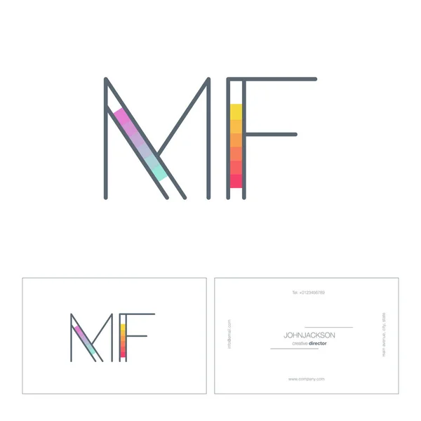 Linea lettere logo MF — Vettoriale Stock