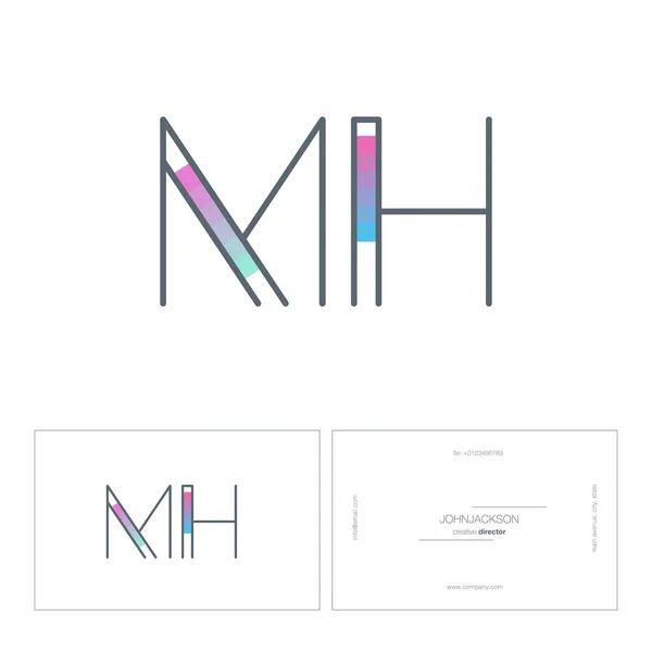Linha letras logotipo MH — Vetor de Stock