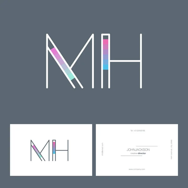 Línea letras logo MH — Vector de stock