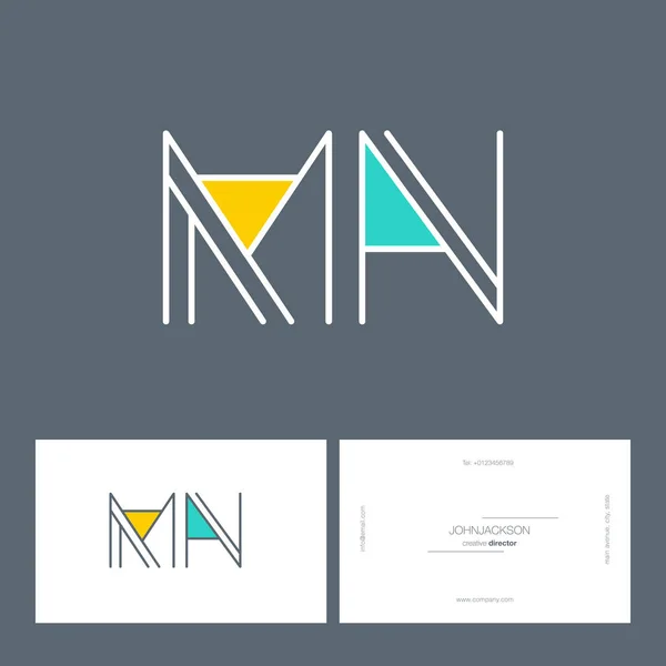 Linea lettere logo MN — Vettoriale Stock