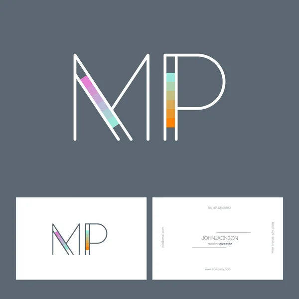 Línea letras logo MP — Vector de stock