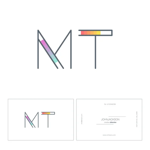 Linha letras logotipo MT — Vetor de Stock