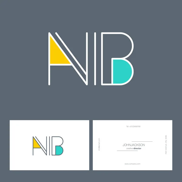 Linha letras logotipo NB —  Vetores de Stock