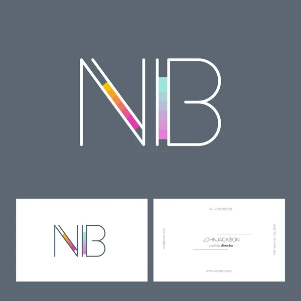 Linha letras logotipo NB — Vetor de Stock