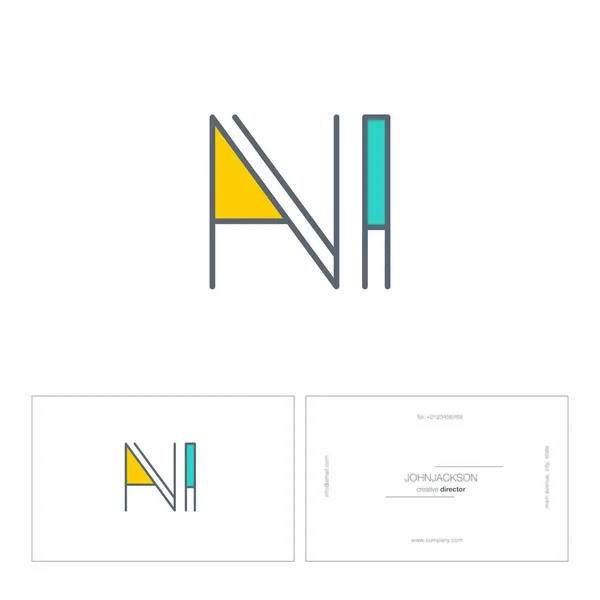 Lignes lettres logo NI — Image vectorielle