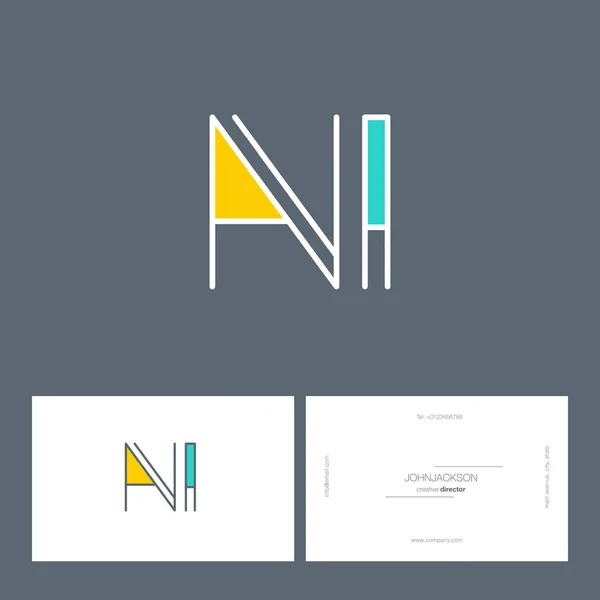 Line letters logo NI — Stock Vector