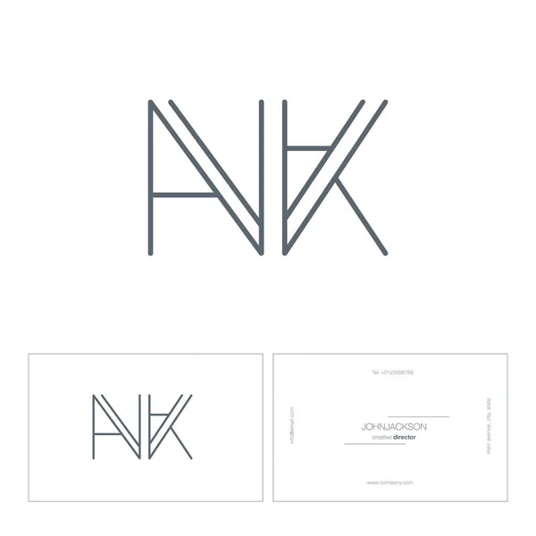 Línea letras logo NK — Vector de stock