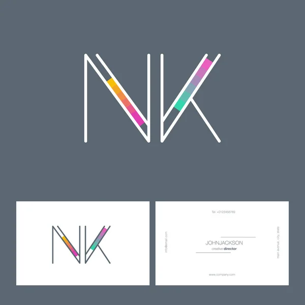 Linha letras logotipo NK — Vetor de Stock