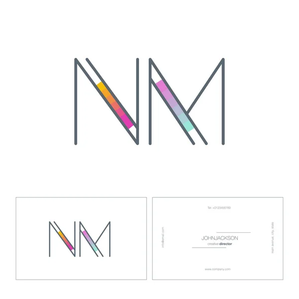 Línea letras logo NM — Vector de stock