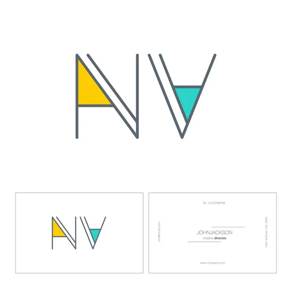 Línea letras logo NV — Vector de stock
