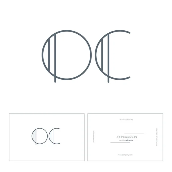 Linha letras comuns logotipo OC — Vetor de Stock