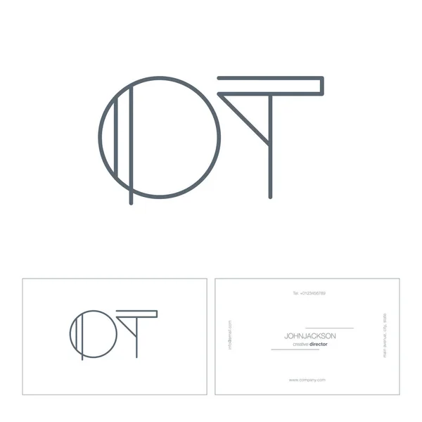 Línea conjunta letras logo OT — Vector de stock