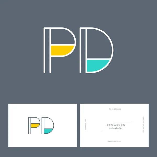 Linie gemeinsame Buchstaben logo pd — Stockvektor