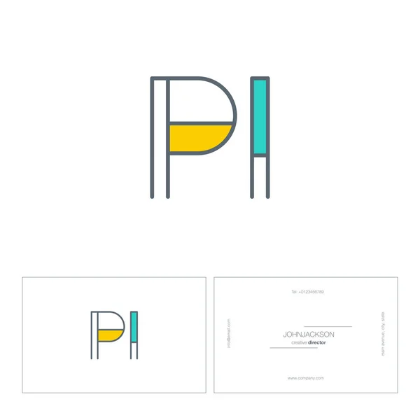 线联合字母徽标 Pi — 图库矢量图片