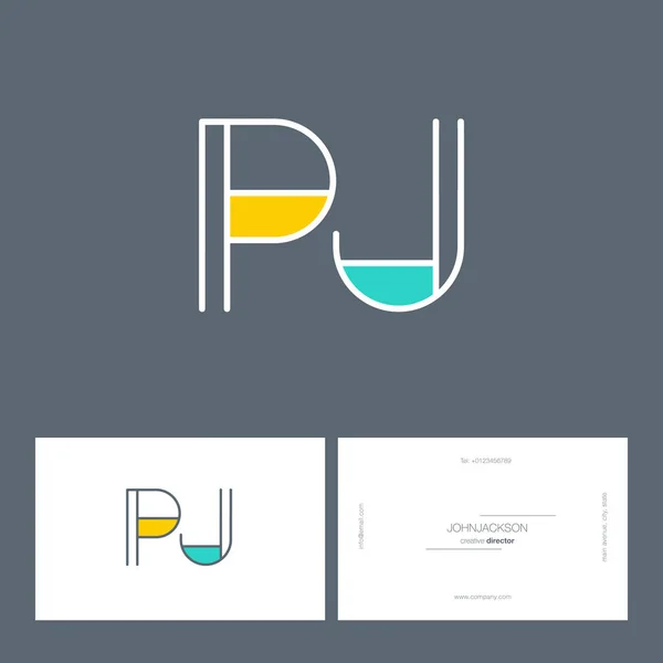 Linea comune lettere logo PJ — Vettoriale Stock
