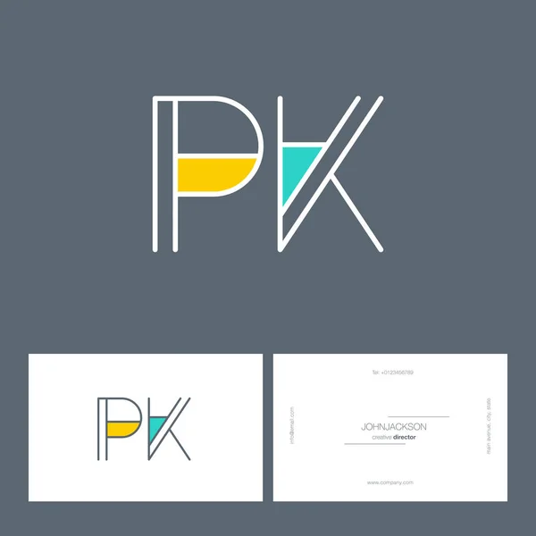 Linea comune lettere logo PK — Vettoriale Stock