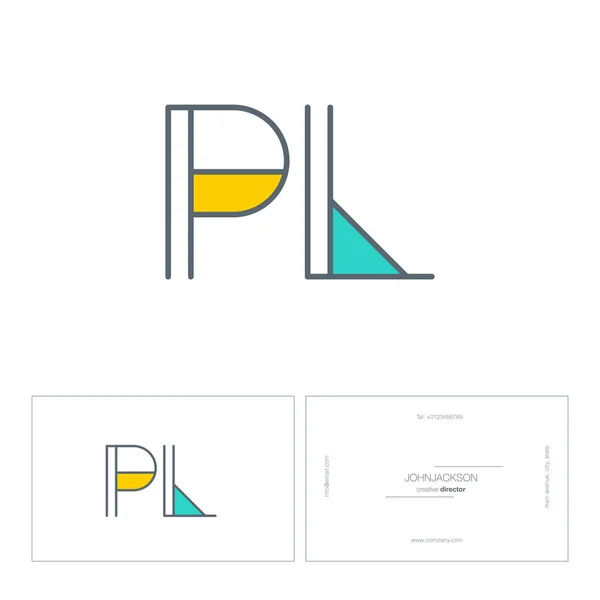 Linea comune lettere logo PL — Vettoriale Stock