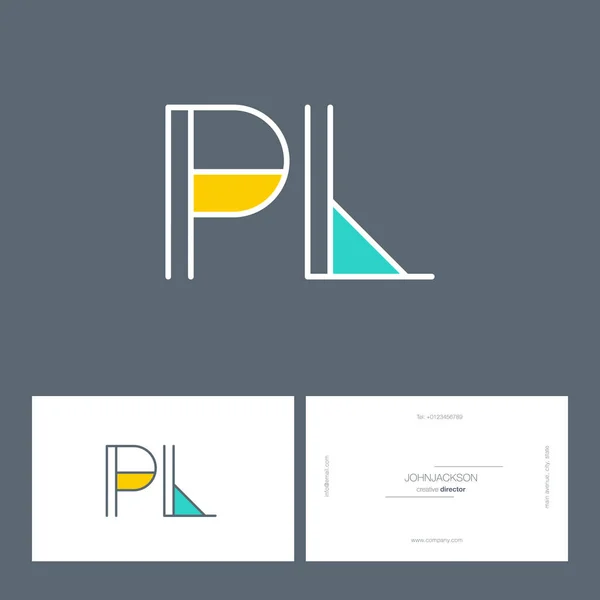 Line joint letters logo PL — Stock Vector