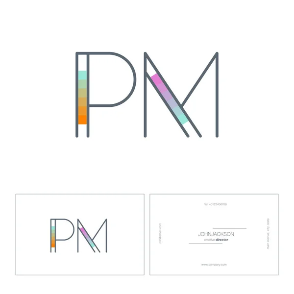 Linea comune lettere logo PM — Vettoriale Stock