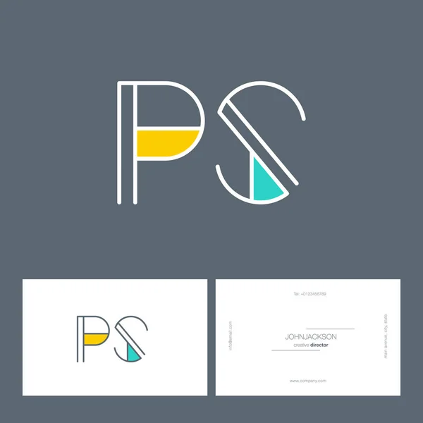 Linea comune lettere logo PS — Vettoriale Stock