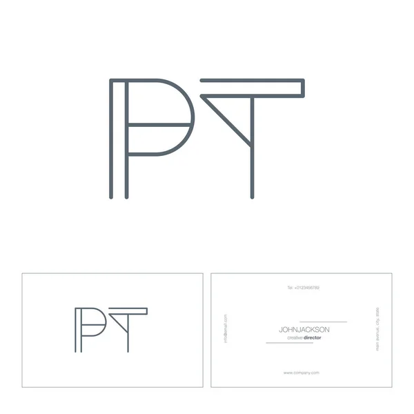 Linea comune lettere logo PT — Vettoriale Stock