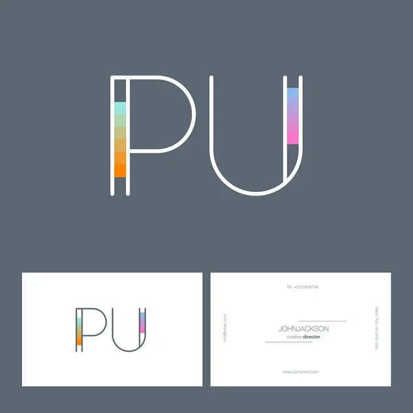 Ligne lettres communes logo PU — Image vectorielle