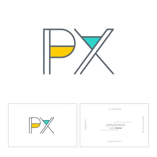 Linea comune lettere logo PX — Vettoriale Stock