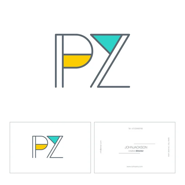 Linea comune lettere logo PZ — Vettoriale Stock