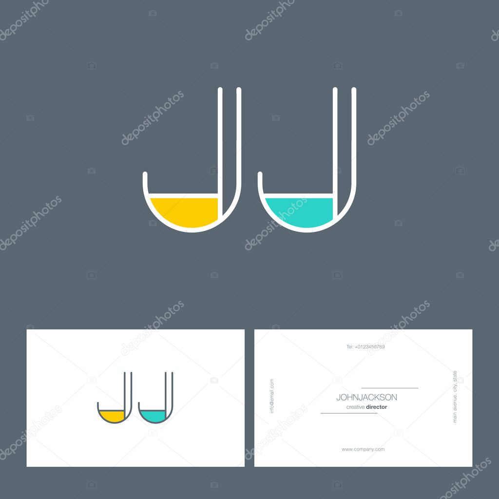Line joint letters logo JJ contemporary company logo,  vector illustration, corporate identity.