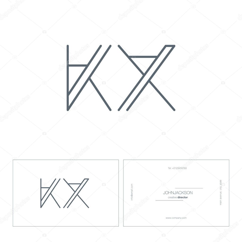 Line joint letters logo KX contemporary company logo, corporate identity