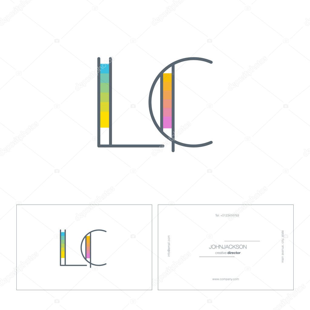 Line joint letters logo LC contemporary company logo, corporate identity