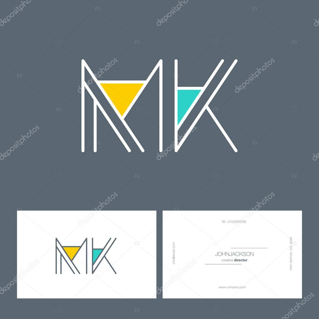Line joint letters logo MK contemporary company logo, corporate identity