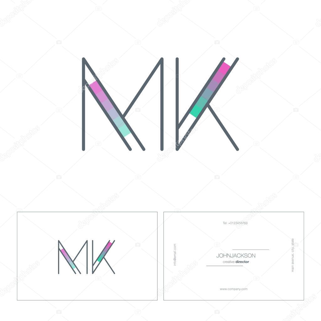 Line joint letters logo MK contemporary company logo, corporate identity