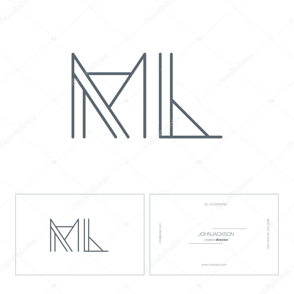 Line joint letters logo ML contemporary company logo, corporate identity