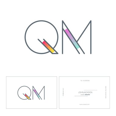 line joint letters logo QM clipart
