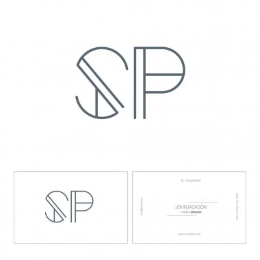 line joint letters logo SP clipart