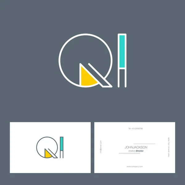 Ligne lettres communes logo QI — Image vectorielle