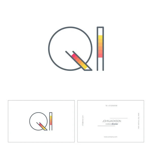 Γραμμή κοινές επιστολές λογότυπο Qi — Διανυσματικό Αρχείο